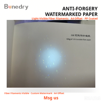 Papier filigrané anti-contrefaçon personnalisé à fibres optiques visibles PP pour documents d'impression offset A4