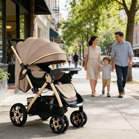 Poussette pliable pour bébé avec cadre en métal, capacité de charge de 15 kg, pliage en un clic, grand panier de rangement et amortisseurs pour 0-6 mois
