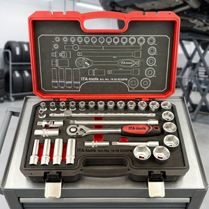 1/2" Metric 30-Piece Chrome Vanadium Steel <b>Socket</b> Wrench Set with Ratchet Handle OEM Option Blow Molding Case Storage - Product Image 1