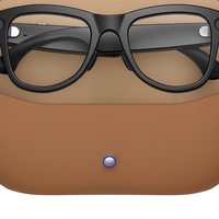 Étui de chargement en cuir pour lunettes intelligentes, pochette de transport pour lunettes avec affichage numérique de la batterie