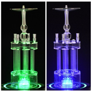 JCQH China Factory Large Size Classic Style Eco-Friendly Durable Glass+Acrylic LED Chicha <strong>Hubbly</strong> <strong>Bubbly</strong> Shisha Hookah 4 <strong>Pipes</strong> - Product Image 5