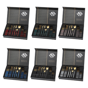 LEBO 24pcs Couverts Coffret Cadeau Cuisine Restaurant Acier Inoxydable Or Couverts Set pour Mariage - Product Image 2