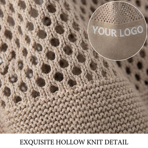 Bolso Tote de Punto con Logotipo Jacquard Personalizado SHINY Premium, Bolso de Malla Calada con Cordón para Uso Diario en la Playa en Verano - Product Image 5