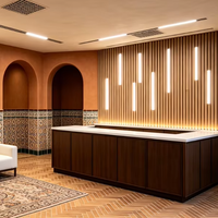 Panneau mural moderne WPC imperméable, ignifuge et insonorisant avec éclairage LED dissimulé pour salle de bain, escalier, hôpital, salon, cuisine