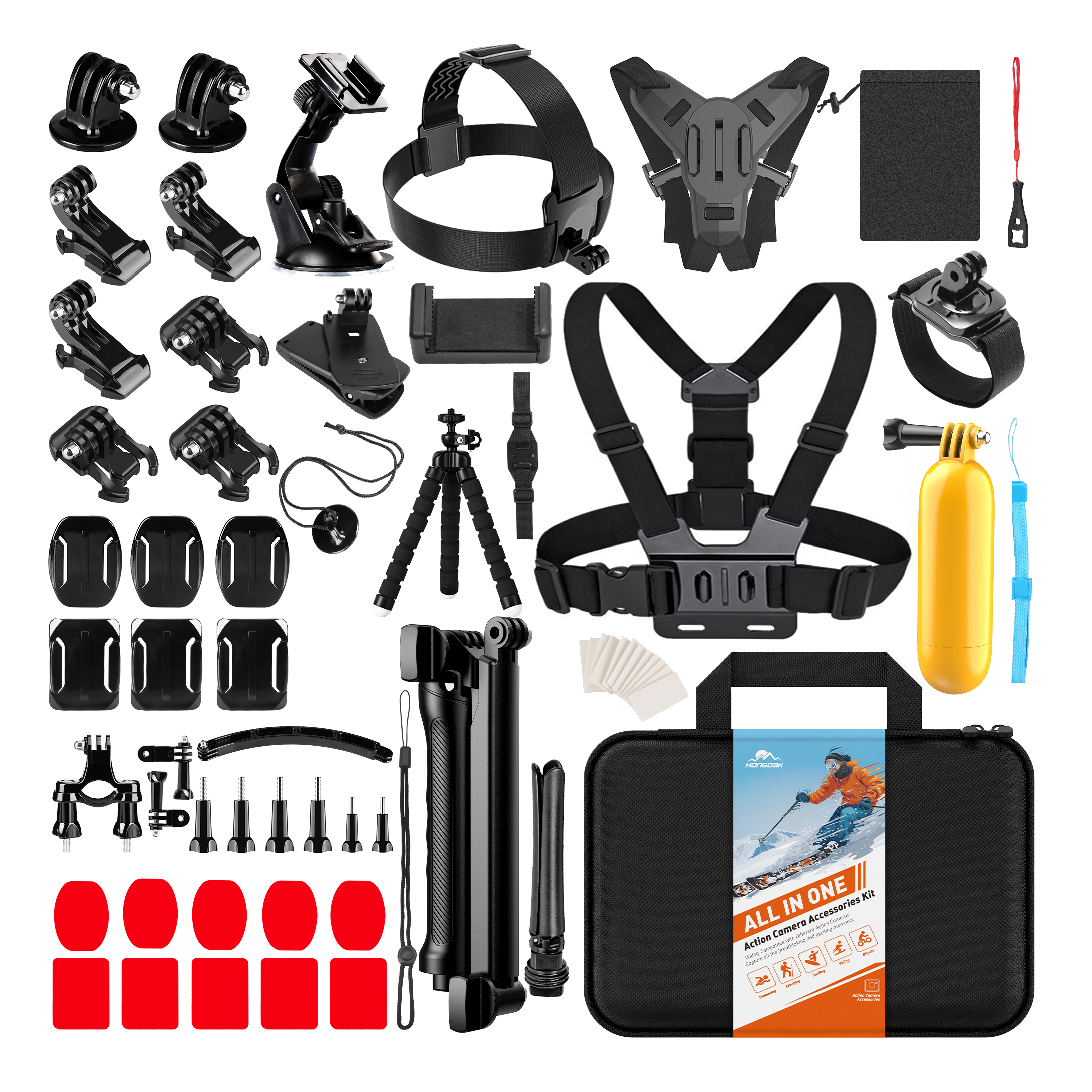 HONGDAK Factory Wholesale Action Camera Accessories Kit 65 in 1 Set for Go Pro Heros 13 12 11 10 9 8 7 Accessories Sports Camera