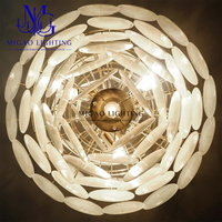 Lustre en verre artistique irisé blanc perle de style médiéval français, suspension de luxe pour villa, salon, salle à manger, plafond haut