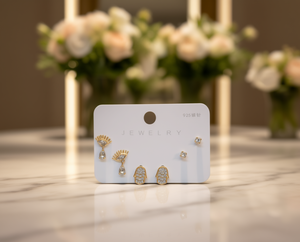 Orecchini in Cristallo Stile Francese Dorato, Set di Gioielli Placcati in Argento 925 per Uso Quotidiano Femminile - Product Image 2