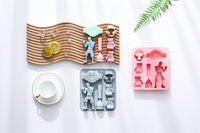 Moule en silicone antiadhésif à thème boxe, réutilisable, de qualité alimentaire, mignon, magnétique, pour chocolat, bonbons et glaçons DIY