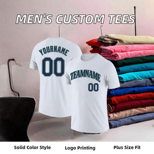 Custom Men's <b>White</b> <b>T</b>-<b>Shirt</b> Short Sleeve O-Neck Regular Fit Printed Letter Design Team Name Number Back Front - Product Image 2