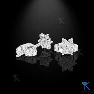 Lab Grown Diamond Floral Cluster Stud <b>Earrings</b> 7 Stone Daisy Motif 14K/18K <b>Solid</b> Gold Women's Jewelry Wedding Party Bridal - Product Image 3