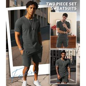 Ensemble de survêtement d'été personnalisé pour homme, 2 pièces, manches courtes, décontracté, respirant, tenue de jogging, taille adulte M L XL XXL - Product Image 4