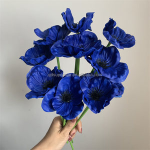 E-819 Flor de Anémona Artificial al por Mayor, Tallo Único, Mini Anémona Artificial de PU, Azul - Product Image 2