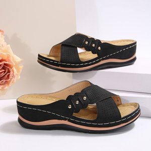 Chaussures plates décontractées à brides croisées pour femmes, couleur unie, grande taille, confortables, collection Printemps-Été 2026, pour le commerce international - Product Image 4