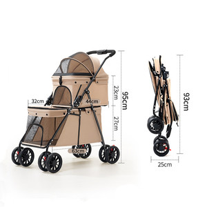 Cochecito de <span class=keywords><strong>perro</strong></span> de doble capa para 2 mascotas, transportador de viaje al aire libre, carros de 4 ruedas, <span class=keywords><strong>carrito</strong></span> plegable para mascotas para perros, gatos, cochecito para mascotas - Product Image 6