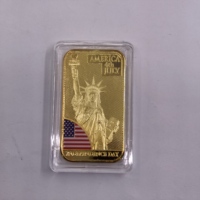 Barre commémorative en or des États-Unis d'Amérique, Statue de la Liberté et Aigle blanc, objet de collection