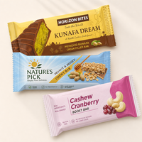 Emballage personnalisé imprimé haute qualité pour barres granola en aluminium et nylon, sachet flow-pack pour snacks énergétiques et protéinés, vente en gros