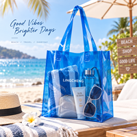 Sac fourre-tout de plage en PVC transparent imperméable, durable, avec logo personnalisé, couleur bonbon, pour les voyages et la plage