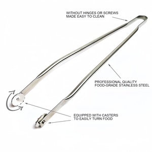 ที่คีบบาร์บีคิวสแตนเลสด้ามยาวที่คีบในครัวสำหรับเปลี่ยนสเต็กเนื้อเบคอนผักบาร์บีคิวไส้กรอก - Product Image 6