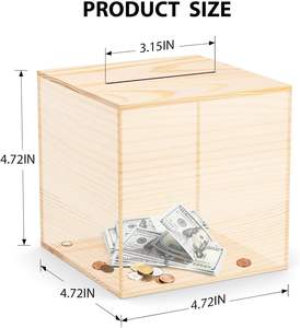 Tirelire en <span class=keywords><strong>bois</strong></span> poli avec objectif d'épargne tirelire pour adultes et enfants tirelire avec comptoir cadeau - Product Image 2