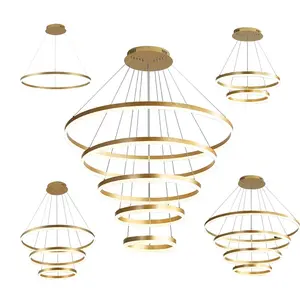 Iluminação luxuosa moderna da sala de estar do candelabro 24w 36w 48w 60w 72w 108w 320w conduziu a luz do pendente do anel