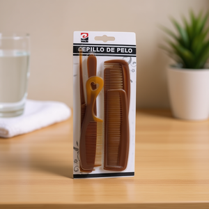 MNJ Hair Comb Set 3Pcs Brown Plastic For Daily Use - Product Image 3