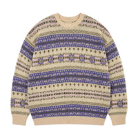 Pull Ras du Cou Homme en Coton, Laine et Nylon, Motif Jacquard Fair Isle, Style Vintage Streetwear, Vente en Gros OEM