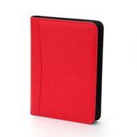 Porte-documents A4 personnalisé à 6 anneaux avec fermeture éclair et bloc-notes, en cuir, avec calculatrice