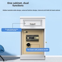 Onais Home Coffre-fort antivol simple et moderne pour chambre à coucher avec serrure à combinaison d'empreintes digitales Petit tiroir de chevet ignifuge en métal