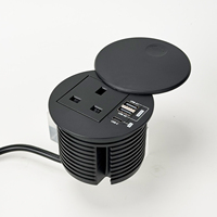 80mm Kesikli Entegre Güç Merkezi 65W Tip-C 2 USB-A İngiliz Prizli, Kapaklı, Sıçramaya Dayanıklı Masaüstü Priz, İş İstasyonları için