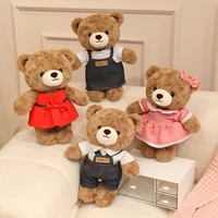 En gros, Ours en peluche moelleux et décoré, avec tenue de chef (salopette et jupe), pour enfant, compagnon et cadeau de fêtes