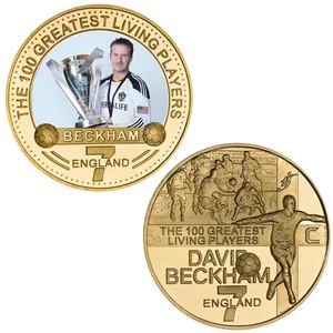 เหรียญที่ระลึกนักฟุตบอลชื่อดัง เบ็คแฮม เหรียญทรงกลมเคลือบทอง ตราสัญลักษณ์หล่อขึ้นรูป ของสะสม เหรียญที่ระลึก - Product Image 2