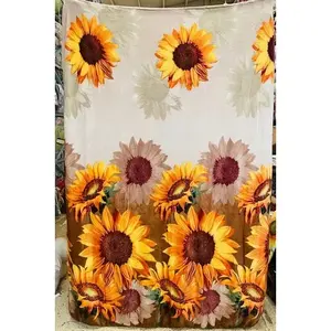 Manta con Estampado de Girasoles Carla Depot, Tamaño Matrimonial, Poliéster, Decoración del Hogar, Estilo Pastoral de Verano, Manta Rectangular - Product Image 3