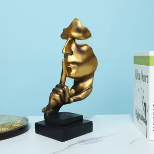 Il silenzio della statua della figura astratta in stile europeo è regali creativi dell'ufficio degli ornamenti del mestiere della resina dell'oro