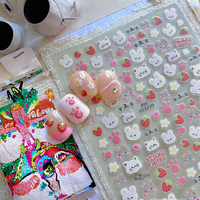 Autocollant pour ongles YITU 3D, motif chaton mignon, figurine d'abeille, lapin, fraise, décoration adhésive en plastique pour ongles - YT3779