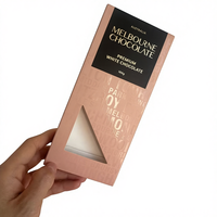 Boîte en papier pour barre chocolatée avec fenêtre, personnalisée, avec gaufrage à chaud en feuille d'or, logo imprimé UV spot, lamination mate de luxe, qualité alimentaire, à rabat