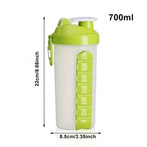 7 Day Daily Pill Planner Box Storage Protein <b>Shaker</b> <b>Bottle</b> with Bpa Free with Pill Box - Product Image 5
