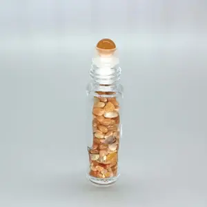 Hongzhuo Hot Sales USA UK Canada AU Clear Glass Roller Ball Bottles 10ml With Crystal Gem Stones For Essential Oils Perfume