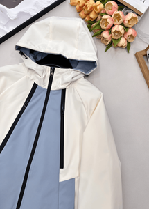 Hooded Water Resistant Windbreaker Jacket, Colorblock Zip up Outdoor Coat with Adjustable Fit for Casual and Active Wear - Product Image 5