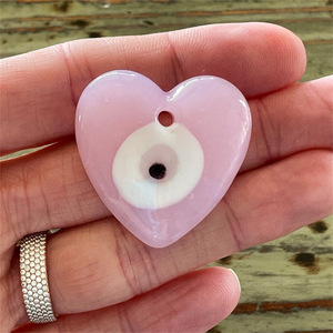 Colgante de cristal con ojo turco y corazón rosa, adorno de pared Nazar Boncuk, amuleto de ojo azul para la fabricación de joyas y decoración del hogar - Product Image 5
