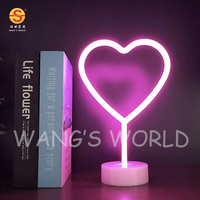 Lampe LED néon rose en forme de cœur, alimentation USB 5V, lumière blanche chaude, décorations de mariage, cadeaux de la Saint-Valentin