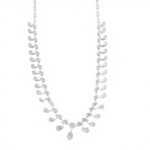 Collar de cascada con flecos de diamantes cultivados en laboratorio en oro blanco de 18 quilates |   Colgante de Lujo con Diamantes Baguette en Forma de Lágrima Múltiple para Boda - Product Image 1