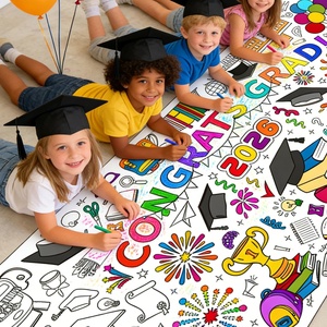 Poster da Colorare a Tema Laurea, Decorazione Personalizzabile Fai-da-Te, Tovaglia a Scorrimento per Graffiti <span class=keywords><strong>e</strong></span> Doodle, Banner per Decorazione Murale - Product Image 2