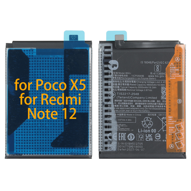 Hight Quality Cell Phone Battery BN5J Wholesale for Redmi NOTE12 5G for Poco X5 5G Pack Rechargeable Li-ion Polymer Battery