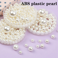 Perles rondes blanches en ABS sans trous, différentes tailles, à prix abordable, pour le bricolage et la confection de sacs