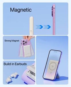 Nieuwste Snel Opladen Draadloos Opladen Power Bank Mobiele Telefoon Stand Magnetische Bt 5.3 Oortelefoon 4-In-1 Draagbare Powerbank Hoofdtelefoon - Product Image 3