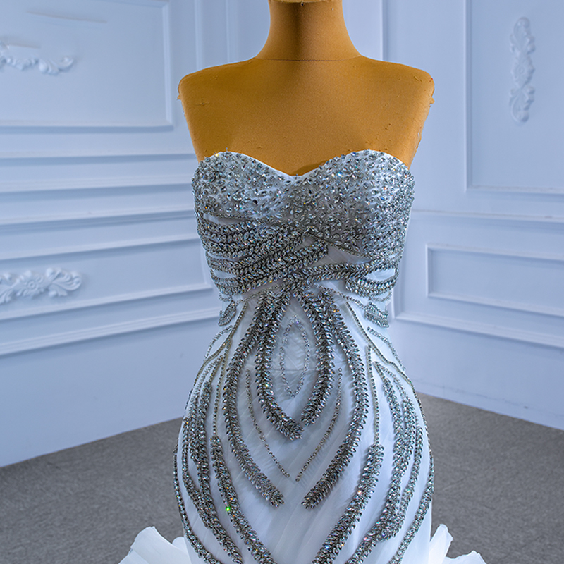 crystal sequins beaded off shoulder mermaid