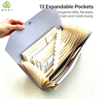 Mini classeur de poche extensible à 13 poches avec bouton-pression, organiseur de documents en PP pour ranger les factures, les reçus et les cartes