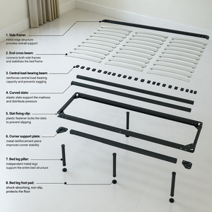 Base de lit capitonnée <span class=keywords><strong>en</strong></span> fer et bois, style moderne, taille Queen, la plus vendue, pour chambre à coucher, appartement, hôpital, montage facile - Product Image 5