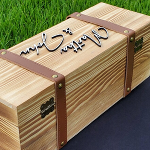 Bán Buôn Khóa Chốt Giả Da Cổ Điển Nâu Carbon Gỗ Duy Nhất Giữ Chai Rượu Vang Hộp Quà Tặng - Product Image 2