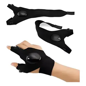 Led-<b>Lighted</b> Half-Finger <b>Gloves</b> For Outdoor Activities, Breathable Cotton Spandex Material, Unisex Design <b>With</b> Buckle Closure, Mo - Product Image 1